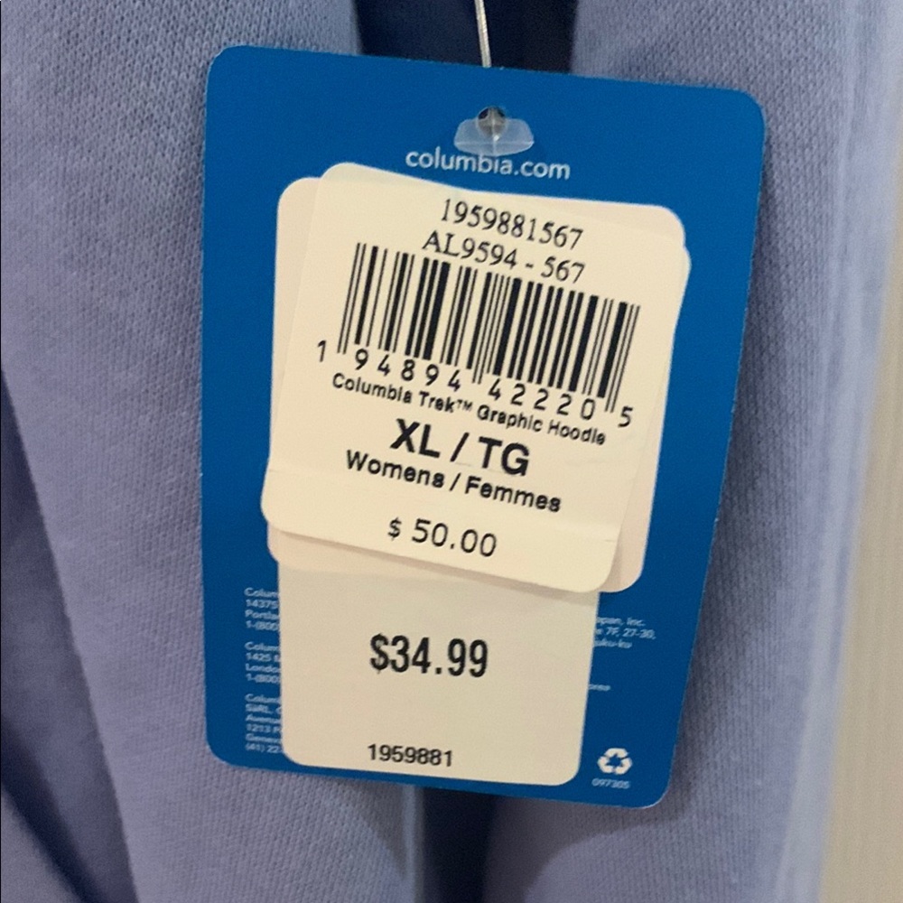 Columbia Blue Hoodie with White Logo - Picture 2 of 5